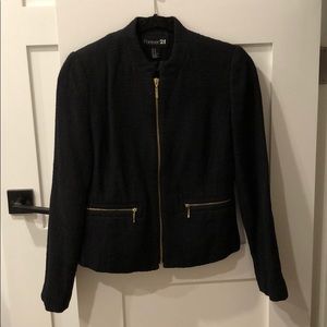 Forever 21 Black Zippered Blazer - Size M